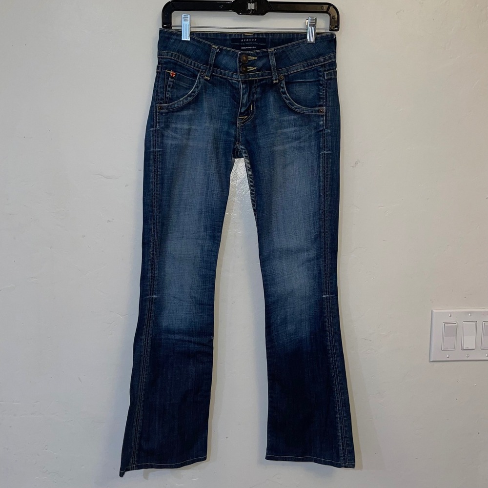 Hudson Jeans Womens Bootcut Flap Pocket Denim Dark Wash Made in USA Low Rise